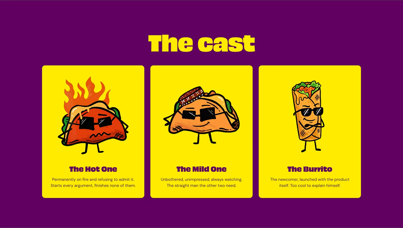 The cast: The Hot One, The Mild One and The Burrito